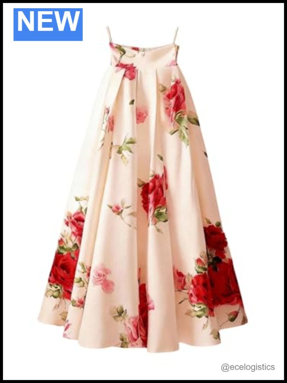 Women's Floral Maxi Skirt High Waist Pleated A-Line Lightweight